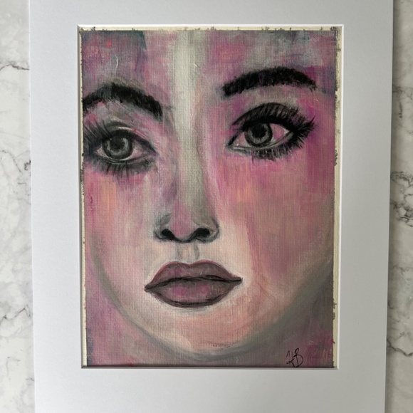 Dreamer - Abstract Acrylic Watercolor Effect Painting of Woman's Face | Original - Picture 8 of 8